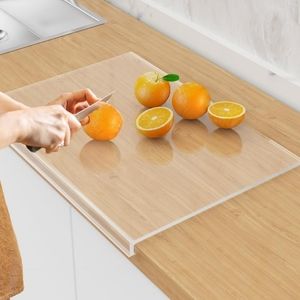 Acrylic Cutting Board with Counter Lip,17.5"x13.5" Clear Cutting Board